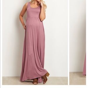 Mauve Sleeveless Maternity Maxi dress